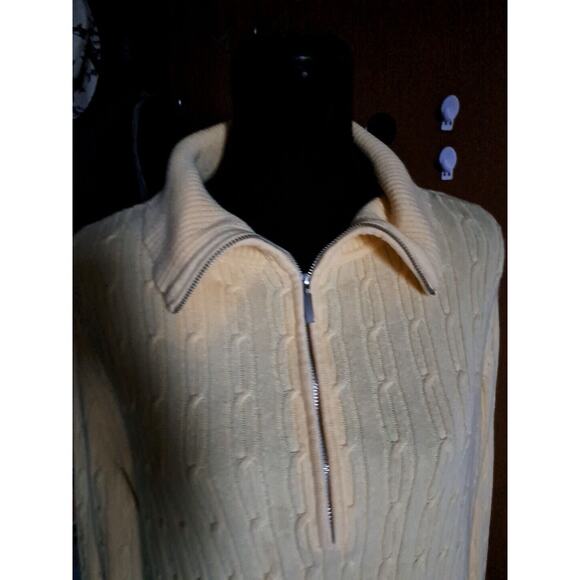 Studio Works Woman Long Sleeve Sweater Yellow Part Zip Neck Size 2X Textured - Picture 2 of 7